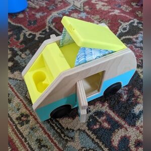 Wooden Camper Toy with Yellow Roof